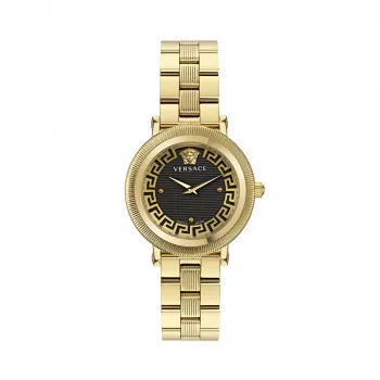 VERSACE Naiste VE7F00623 Šveitsi kvartskell 35mm musta numbrilaual ja nahkrihmaga
