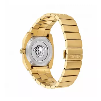 VERSACE Women's VE8F00424 Quartz Watch, 44mm Black Dial with Leather Strap