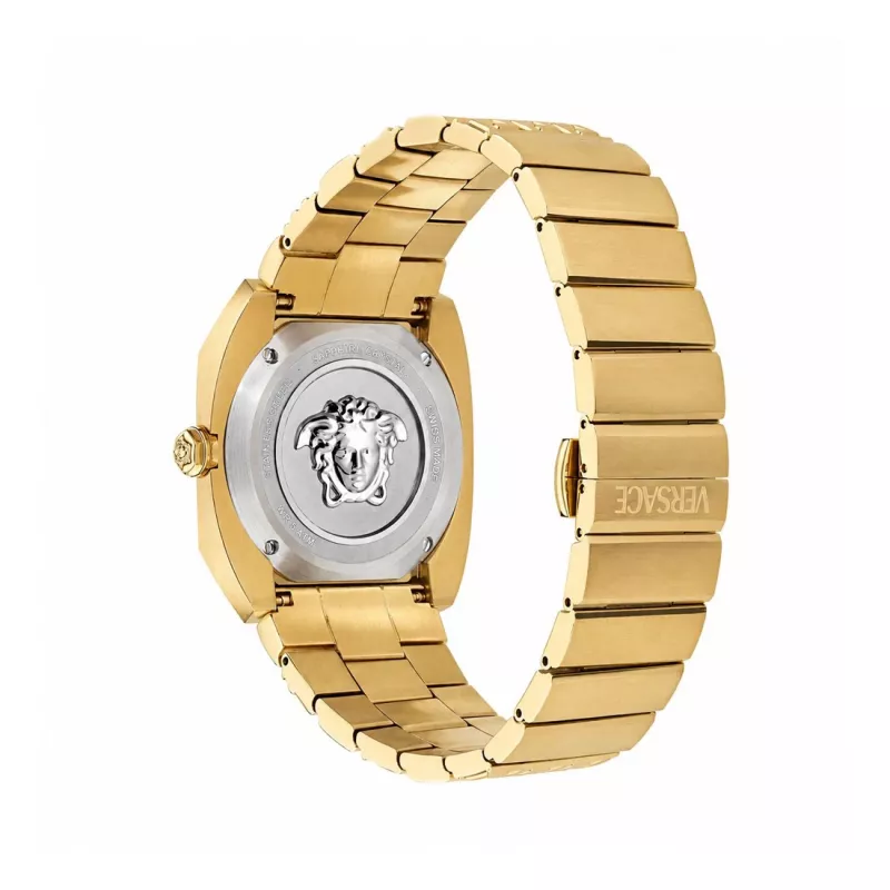 VERSACE Women's VE8F00424 Quartz Watch, 44mm Black Dial with Leather Strap