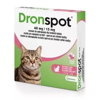 Vetoquinol DRONSPOT Spot-On ussiravim keskmistele kassidele (2,5-5 kg) - 2 pipetti