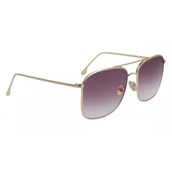 Victoria Beckham VB202S-712 Naiste ülisuured ruudukujulised päikeseprillid kuldse metallraamiga, pruuni gradiendiga läätsed 59 mm