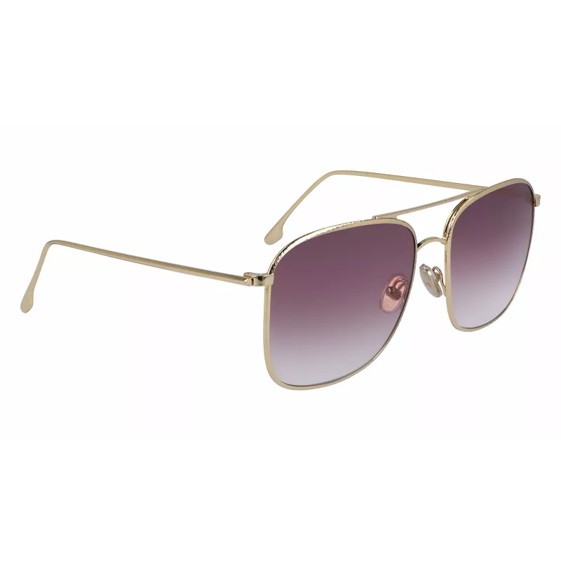 Victoria Beckham VB202S-712 Naiste ülisuured ruudukujulised päikeseprillid kuldse metallraamiga, pruuni gradiendiga läätsed 59 mm