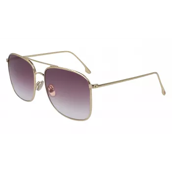 Victoria Beckham VB202S-712 Naiste ülisuured ruudukujulised päikeseprillid kuldse metallraamiga, pruuni gradiendiga läätsed 59 mm