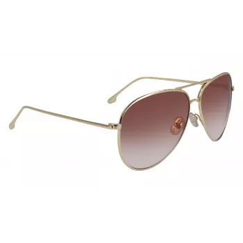 Victoria Beckham VB203S-712 Naiste Päikeseprillid Kuldne Raam Pruuni Gradientläätsedega 62mm