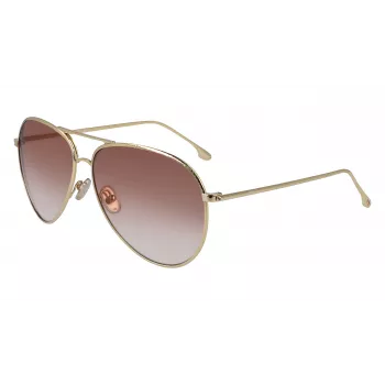 Victoria Beckham VB203S-712 Naiste Päikeseprillid Kuldne Raam Pruuni Gradientläätsedega 62mm