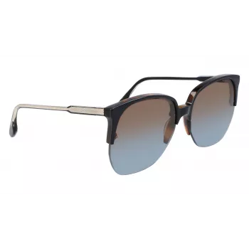 Victoria Beckham VB617S-005 Naiste ülisuured ruudukujulised päikeseprillid, läikiv must raam, hallid läätsed, 63/15/140 mm