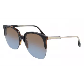 Victoria Beckham VB617S-005 Naiste ülisuured ruudukujulised päikeseprillid, läikiv must raam, hallid läätsed, 63/15/140 mm