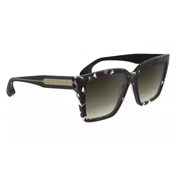 Victoria Beckham VB672S5715010 Naiste ülisuured ruudukujulised päikeseprillid - must atsetaatraam, hall polükarbonaatklaas, 57/15/140 mm