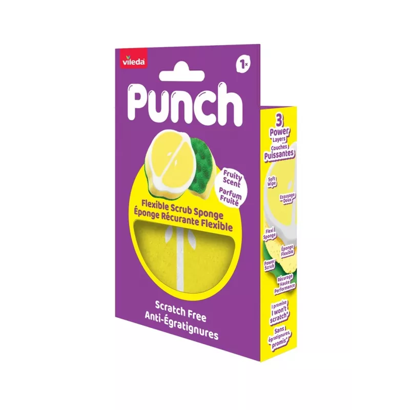 Vileda Punch painduv küürimiskäsn, sidrun, 1 tk