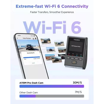 VIOFO A119M Pro 2K QHD sõidukaamera Sony STARVIS 2 IMX675, sisseehitatud GPS ja Wi-Fi, superkondensaator, 140° vaateväli, 1,5-tolline ekraan