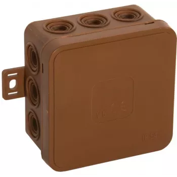 VIPLAST V5 Klik pindpaigaldatav tühi harukarp, 12 kaablisisendit, pruun, IP54, 75x75x41 mm, 035-02