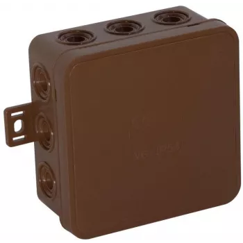 VIPLAST V6 Click Pindpaigaldatav Ühenduskarp, 12 Kaabli Avaga, IP54, Pruun, 85x85x41 mm, Tühi Kest (036-02)