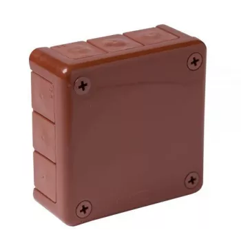 VIPLAST VP-41 pinnale paigaldatav tühi ühenduskarp, 12 kaabli sisseviiku, pruun, IP55, 98x98x42 mm