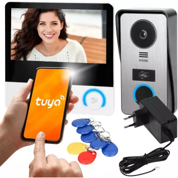 Virone VDP-67 videouksetelefon FullHD 1080p, 7-tolline värviline LCD-ekraan, RFID-lugeja, Tuya Smart Wi-Fi