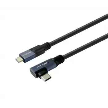 VIVOLINK USB-C to USB-C 90° nurga all kaabel 1m – USB 3.2 Gen 2 10Gbps, 100W PD, 4K@60Hz, must