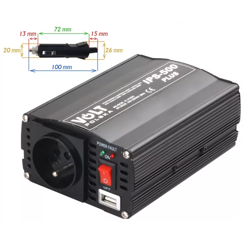VOLT POLSKA IPS-500 PLUS 24V / 230V 350/500 W Toiteinverter