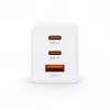 Voltage GaN 67W seinadapter, 2x USB-C ja 1x USB-A, PD 3.0, QC 3.0, PPS, EU-pistik, valge