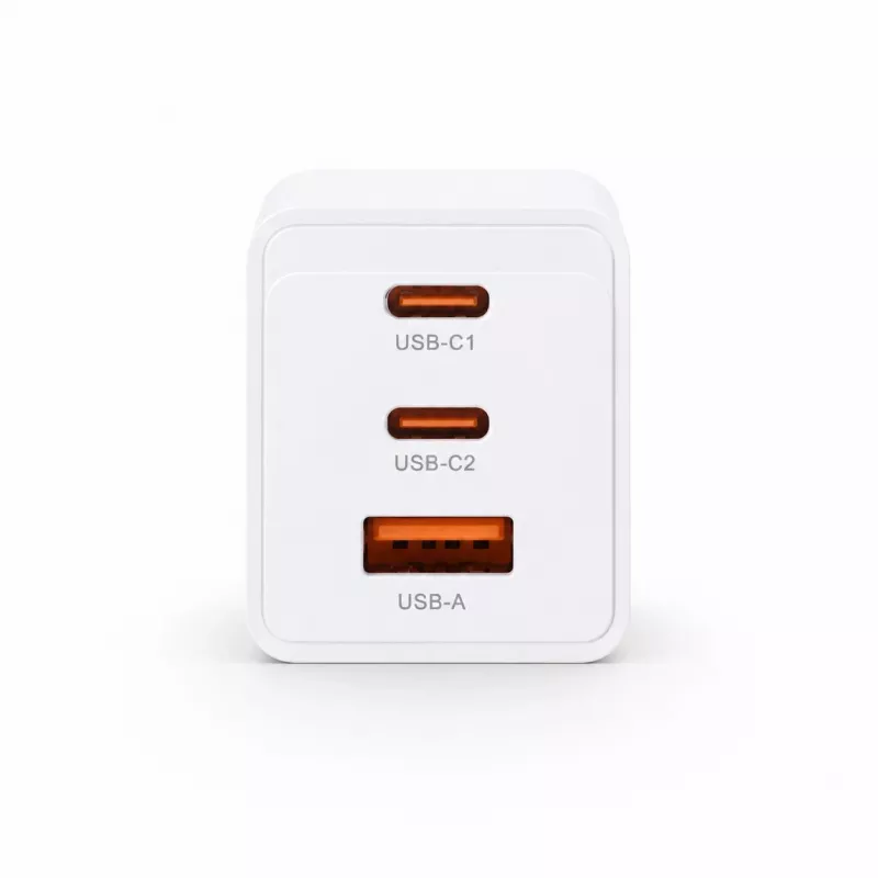 Voltage GaN 67W seinadapter, 2x USB-C ja 1x USB-A, PD 3.0, QC 3.0, PPS, EU-pistik, valge