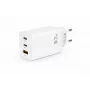 Voltage GaN 67W seinadapter, 2x USB-C ja 1x USB-A, PD 3.0, QC 3.0, PPS, EU-pistik, valge