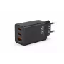 Voltage GaN laadija 67 W seinakinnitusega, PD 3.0 / QC 3.0, 2x USB-C ja 1x USB-A, EL-pistik, must