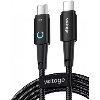 VOLTAGE PowerAngle USB-C kuni USB-C 100W PD kaabel 1m must