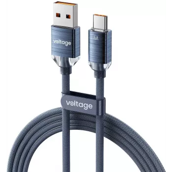 VOLTAGE PureCrystal 66W USB-A to USB-C kaabel 2m sinine