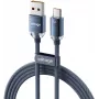 VOLTAGE PureCrystal 66W USB-A to USB-C kaabel 2m sinine