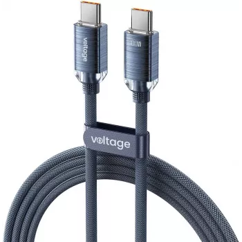 VOLTAGE PureCrystal USB-C to USB-C kaabel 100W PD 1m sinine