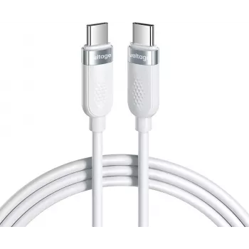 VOLTAGE VEKS100CC100WE silikoonist USB-C-USB-C kaabel 100 W PD 1 m valge