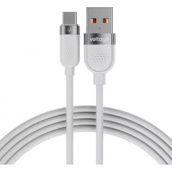 VOLTAGE VEKS66AC100WE USB-A kuni USB-C silikoonist 66W PD kiirlaadimiskaabel 1m valge