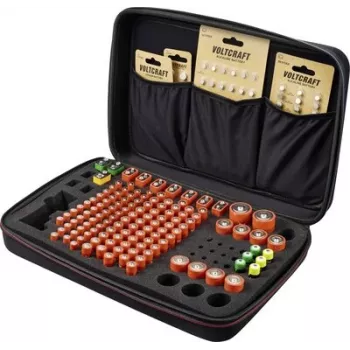 VOLTCRAFT BB-146-1 patareide hoiukarp 146x AAA AA C D 9V patareidele integreeritud testeriga, 410x270x90 mm