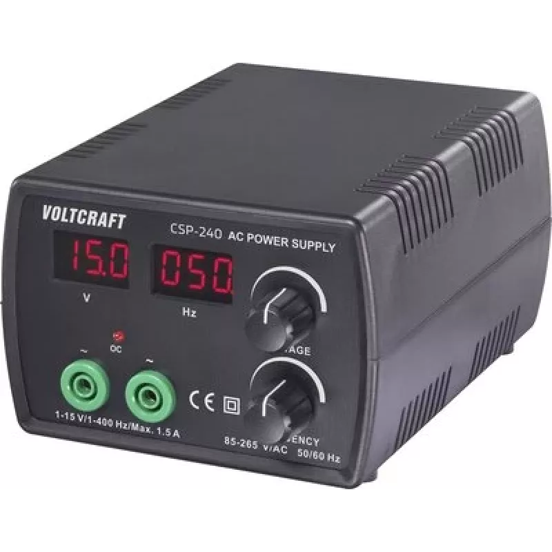 VOLTCRAFT CSP-240 laboratooriumi toiteallikas, reguleeritav vahelduvpinge 1 - 15 V/AC, 1,5 A max, 22,5 W, sageduse reguleerimine, 1 väljund VC-17192765