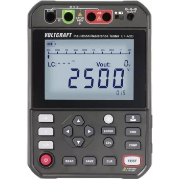 VOLTCRAFT ET-400 isolatsioonitestija 250 V, 500 V, 1000 V, 2500 V kuni 2,5 TΩ (VC-17072210)