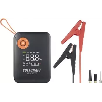 VOLTCRAFT Jump Starter VC-CJS76 VC-16024485 300 A 12 V koos laadimisalustaga, 2x 12V väljund, 2x USB, LED taskulamp, LCD ekraan