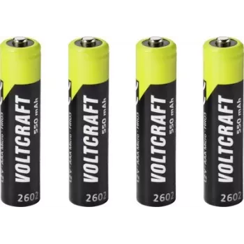 VOLTCRAFT Micro (AAA) NiMH akupatarei 550 mAh 1,2 V kasutusvalmis, 4-pakk (VC-17275405)
