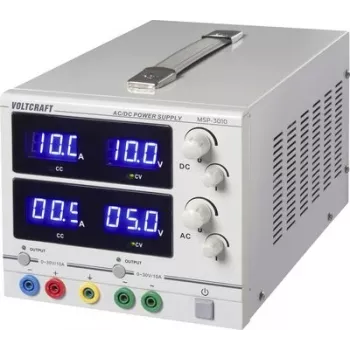 VOLTCRAFT MSP-3010 reguleeritav stabiliseeritud AC ja DC labori toiteallikas 0-30 V 0-10 A 2x 300 W 4 mm banaanpistik kahekordne väljund (VC-17370145)
