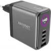 VOLTCRAFT UC-140W01 140W GaN USB-C PD seinatavaline laadija 3x USB-C ja 1x USB-A, must VC-17776050