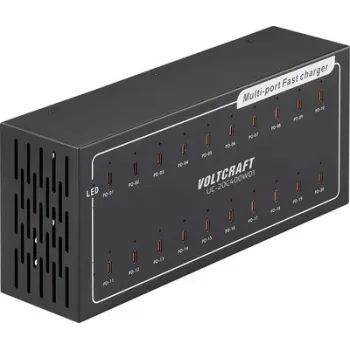 Voltcraft UC-20C400W01 20-pordiline USB-C laadimisjaam 400W 5V/3A porti kohta metallkorpusega ja aktiivjahutusega VC-16676850