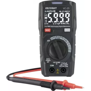 Voltcraft VC-23 TRMS digitaalne multimeeter CAT III 600 V automaatse vahemiku valikuga, mahtuvus, sagedus, temperatuur, NCV
