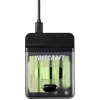Voltcraft VC-BC4-PB1 2-in-1 NiMH akulaadija ja akupank 4x AA/AAA, 500mA, USB-C sisend, USB-A väljund, must