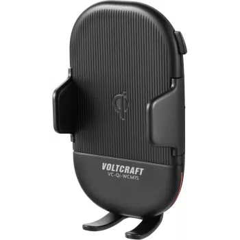 VOLTCRAFT VC-Qi-WCM15 Qi traadita laadimisega autohoidik õhutusavale 15W kiirlaadimine, 55-89mm, automaatne klamber, must