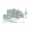 WAGO 2203-7545 3-juhiline paigaldusklemmliist Push-in CAGE CLAMP-iga, L/L/PE, hall/roheline-kollane
