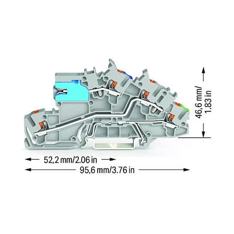 WAGO 2203-7641 Paigaldus-mitmetasandiline klemmliist N-eralduslülitiga, NT/L/PE, hall
