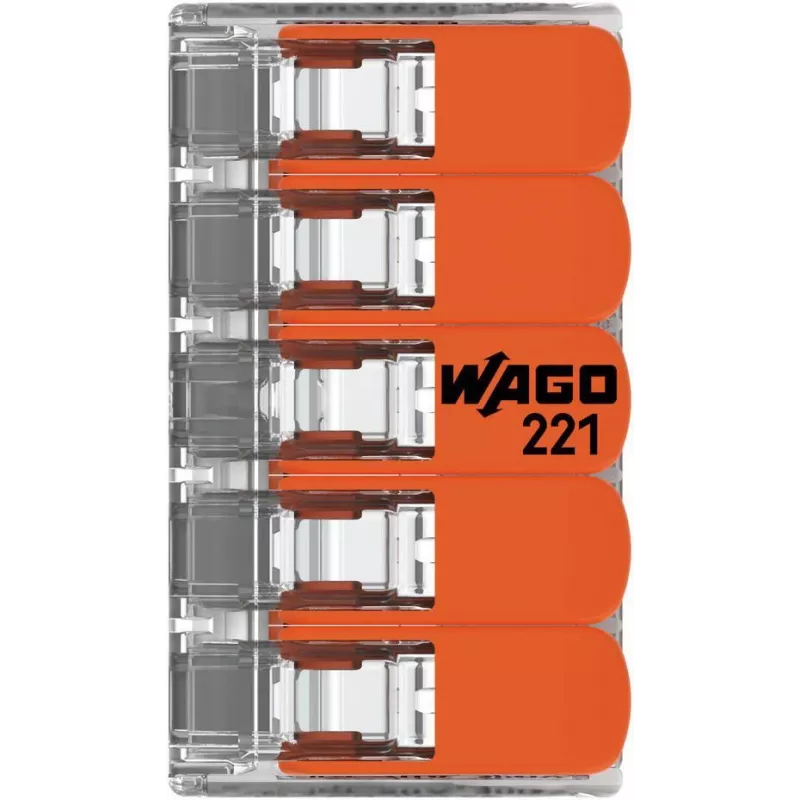 WAGO 221-415 COMPACT ühendusklamber 5 juhile, 0,2-4 mm², 25-pakk