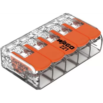 WAGO 221-415 COMPACT ühendusklamber 5 juhile, 0,2-4 mm², 25-pakk