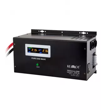 Seinale paigaldatav katkematu toiteallikas KEMOT PROsinus-2200 muundur puhta siinuslainega ja laadimisfunktsiooniga 12V 230V 2200VA/1600W