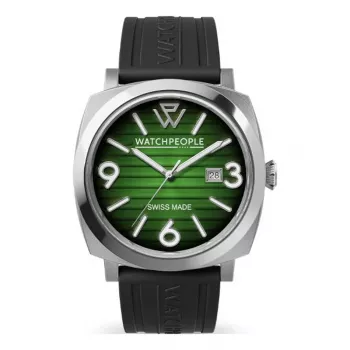 WATCHPEOPLE Naiste kvarts-analoogkell 700987 - 45mm musta numbrilaud ja kunstnahast rihm