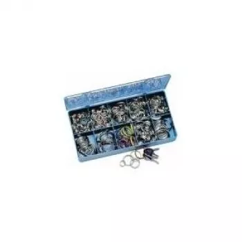 WEDO 262 300 võtmerõngaste komplekt, 300 tk, karastatud teras, ere nikeldatud, 6 suurust (15–35 mm)