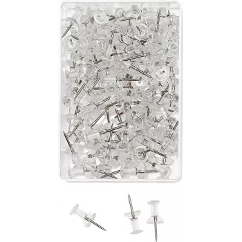 WEDO nööpnõelad, läbipaistvad, 100 tk, 12 mm nõela pikkus, 10 mm pea läbimõõt, läbipaistvas plastkarbis (54 249)