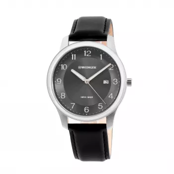 WENGER Urban Classic Chrono meeste kvartskell 42mm roostevabast terasest korpusega sinise numbrilaudiga pruuni nahast rihmaga